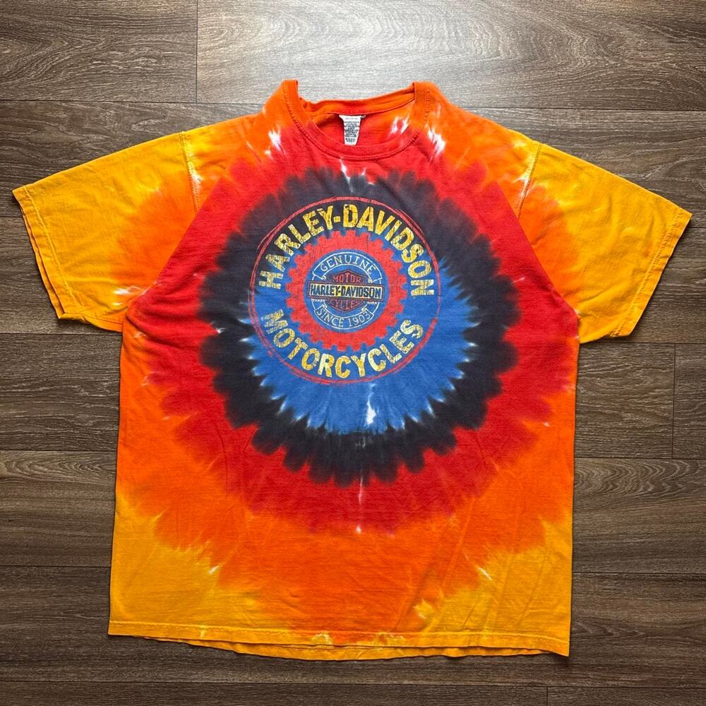 Harley Davidson Tie-Dye Tee with Multi Colored Swirls & Harley-Davidson Logo